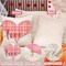 Valentines Pillow Covers 18x18 inch Set of 4, Pink Valentine's Day Pillow Covers with Love Heart Stripes p.s. Love You - Cute Throw Pillows Case for Couch Sofa, Home Office Valentine Decorations